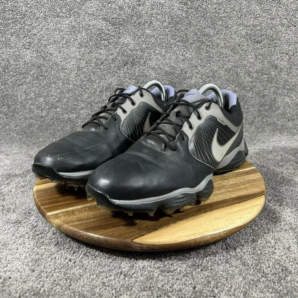Nike Lunarlon Flywire 552073-001 Men's Size 11 Black Gray Spiked Golf Shoes Used